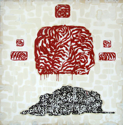  - Абдукарим Иса. Красный квадрат на белом фоне, 1995, х.,м.,100х100