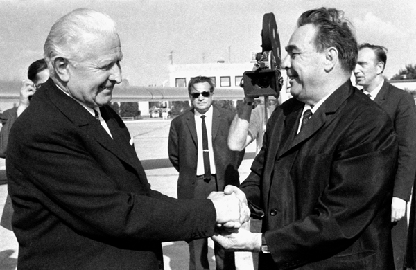 Борис КАУФМАН - Леонид Брежнев и Л. Свобода (Президент Чехословацкии). 26 августа 1968г.