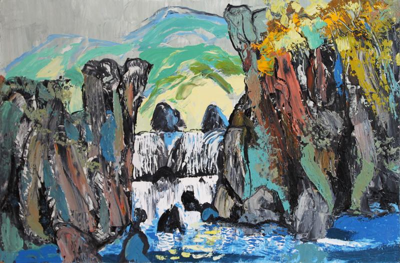 Валерий БАХАРЕВ - Голубой водопад. 2009, оргалит, м., 47,3х72