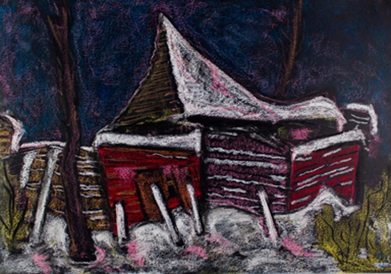 Яков НАЗАРОВ - Дом в снегу. 2012, б., пастель, 30х40