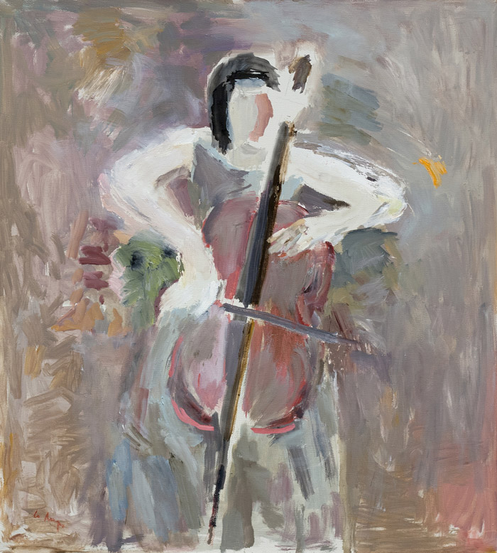 Юрий ЛАРИН - Виолончелистка. 2009, х.м., 100х90