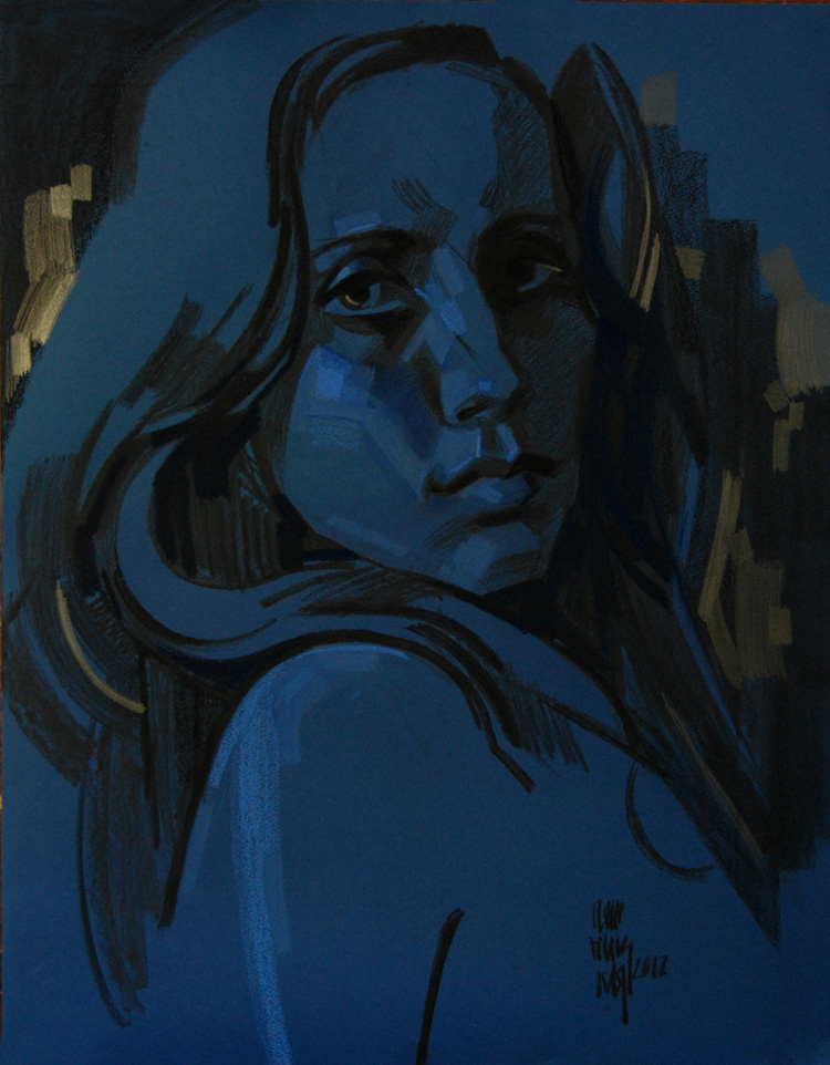 Александра ПЯТНИЦКАЯ - Blue. 2012. бумага, сухая пастель. 700х500