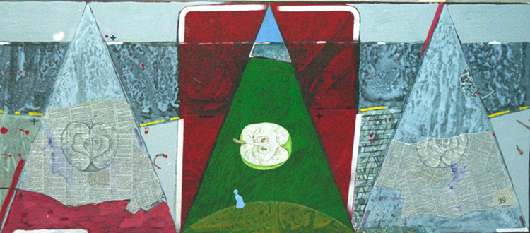Алексей ТИМОХИН - Опыты с фруктами (1). 2004, б.,м.,коллаж, 49х111