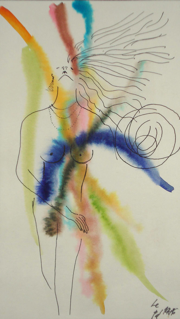 ЛЕНКА ЛЕ ПАРТЛ (LENKA LE PARTL) - Коснись радуги. 1986, б.,анилиновые краски, тушь, 22х15
